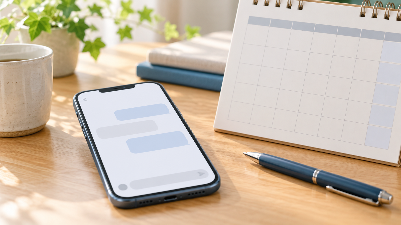 応募辞退の連絡を考えるスマートフォンとカレンダー